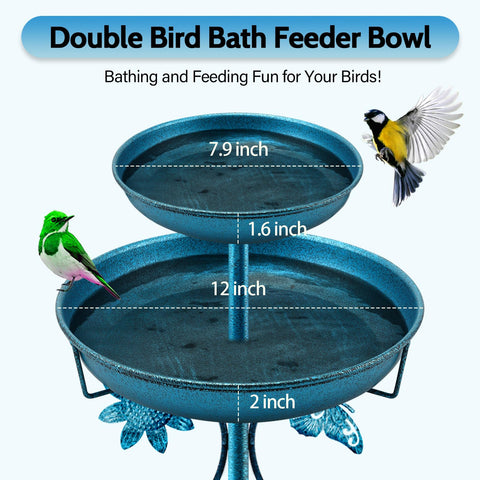 Daoeny birdbath showing two bowls for water and food