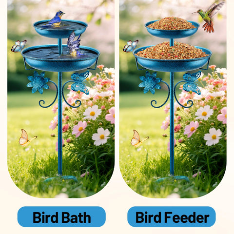Daoeny all-metal outdoor birdbath resists weather and rust
