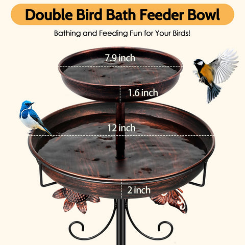 Daoeny double feeder-bird bath bowls convenient dual-use water and seed