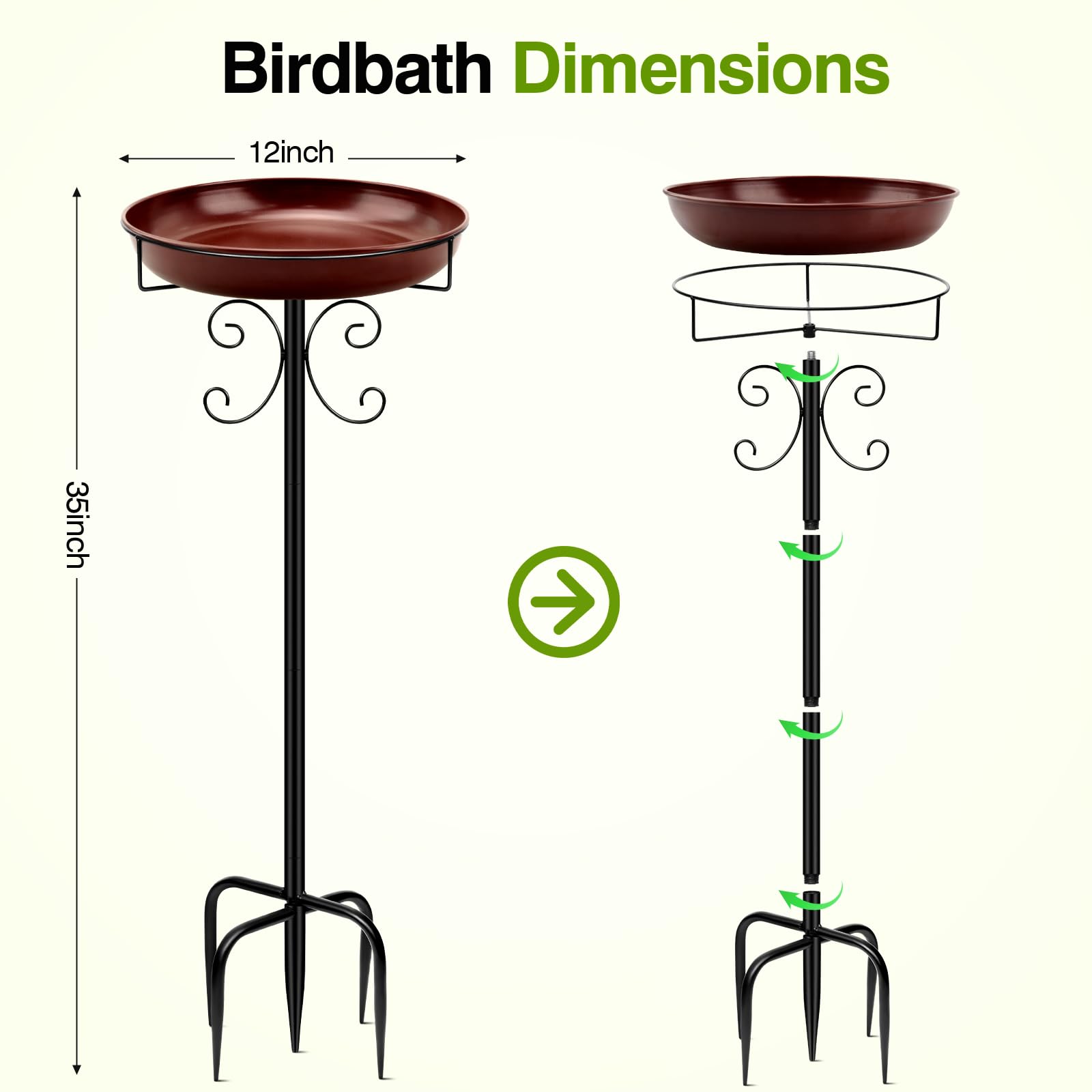 Daoeny garden decor bird bath attracts songbirds through all seasons.