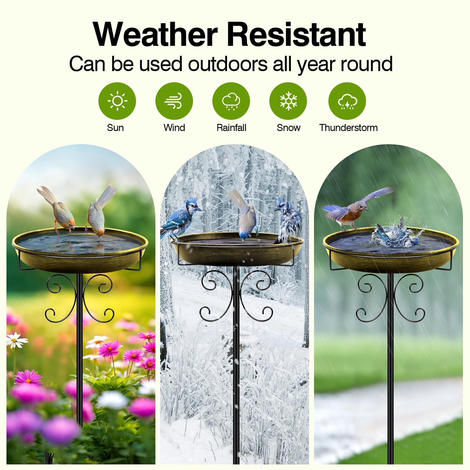 Daoeny weatherproof design resists rust for year-round garden use.
