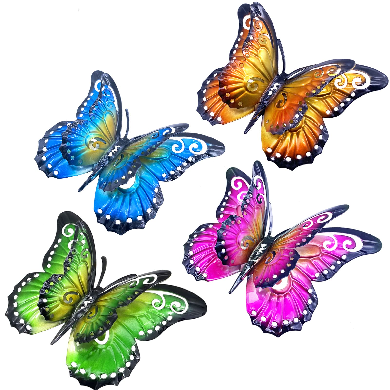 Daogtc metal butterfly wall art with double wings adds depth to walls