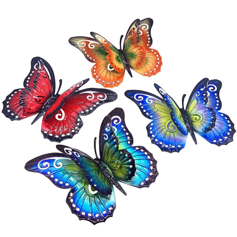 Daogtc metal butterfly wall decor double wings close-up adds dimensional outdoor charm