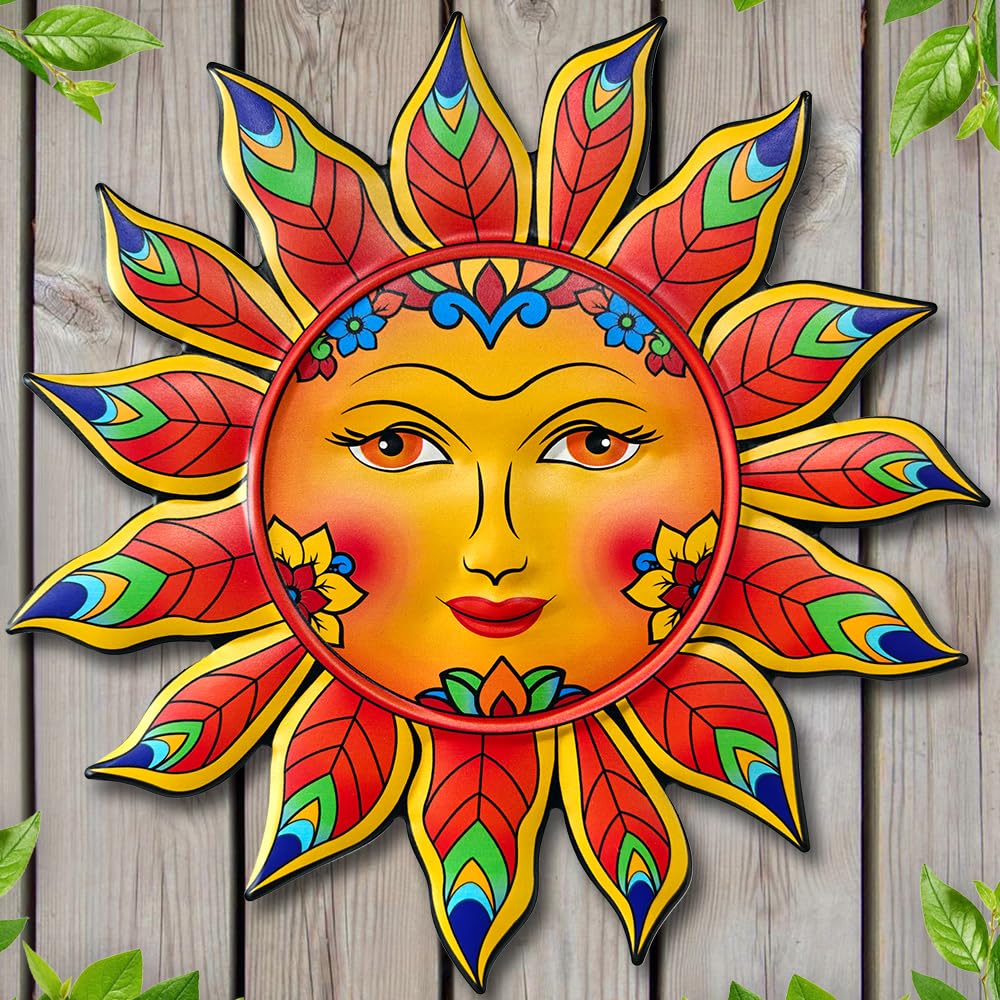 Daogtc metal sun flower wall decor front view highlights warm glow for living spaces