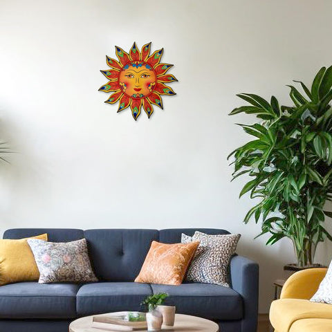 Daogtc metal sun flower wall decor indoors emphasizes cozy ambience