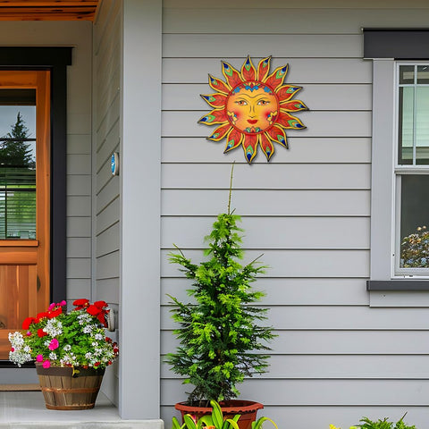 Daogtc metal sun flower wall decor outdoors suitable for garden or patio