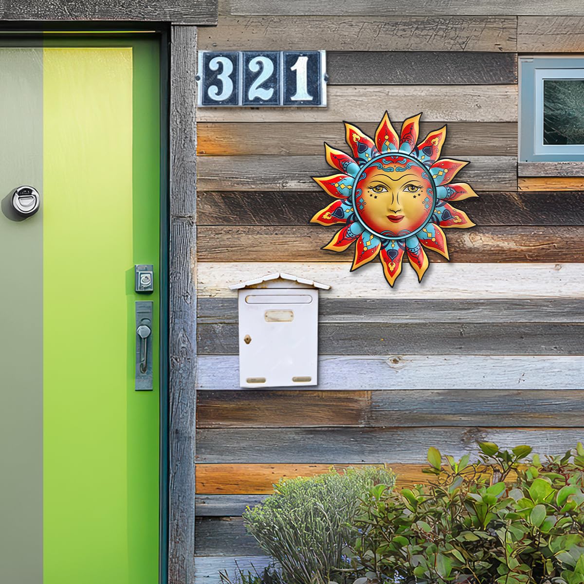 Daogtc Sun Wall Decor warm-toned colors complement rustic and modern spaces.