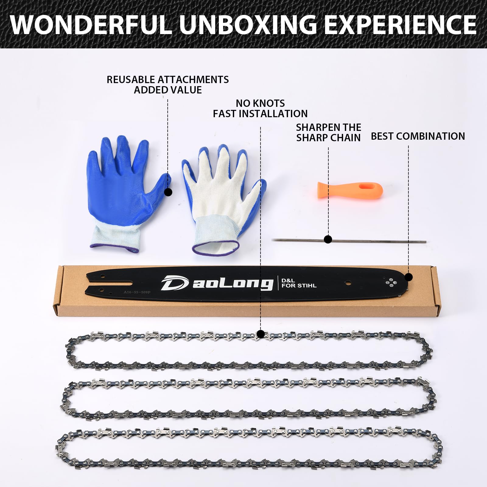 DAOLONG chainsaw bar installation made simple.
