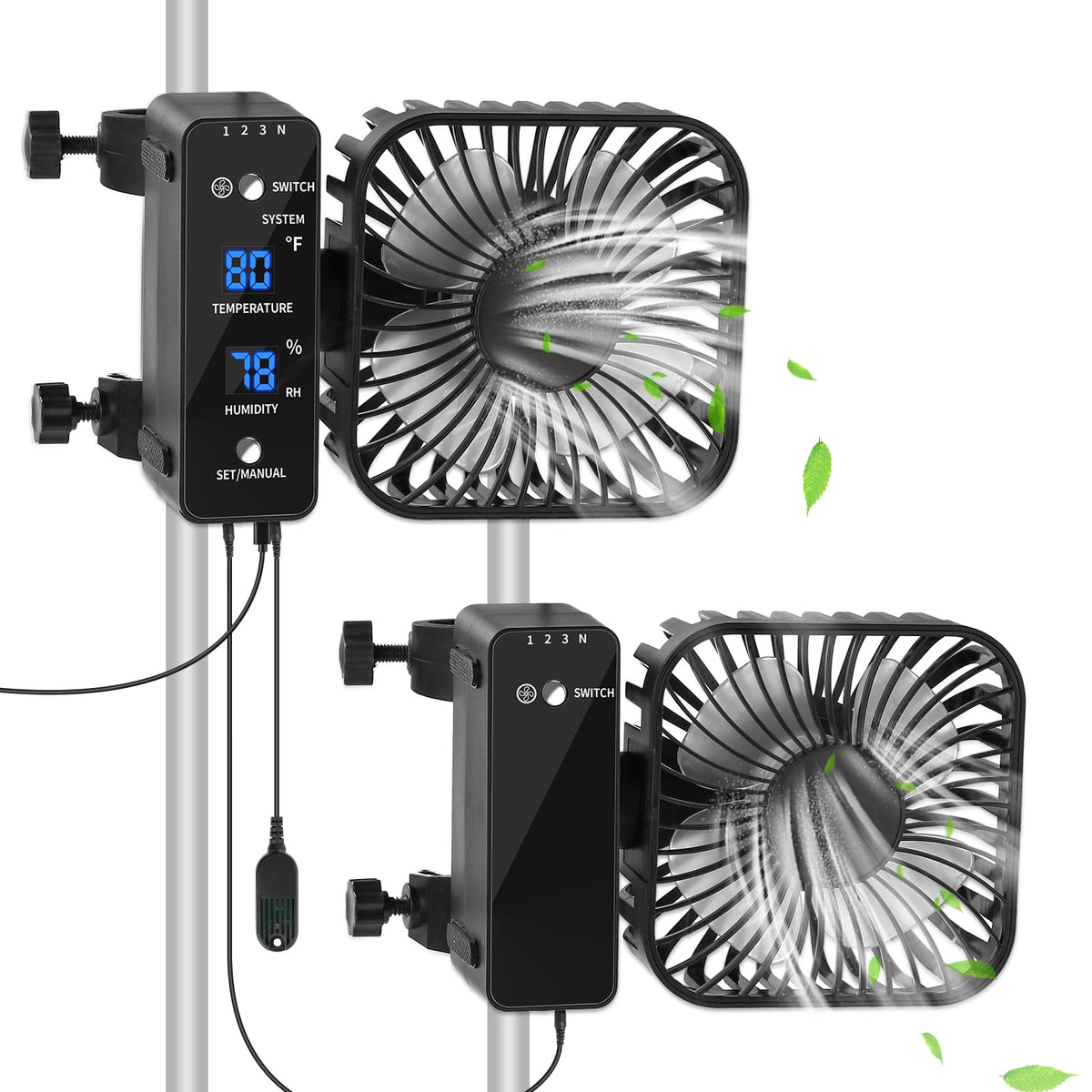 DAOTAILI 2-pack grow tent fan main unit cools and circulates air for plants