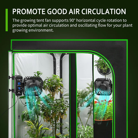 DAOTAILI 2-pack grow tent fan secondary unit expands airflow coverage for bigger tents