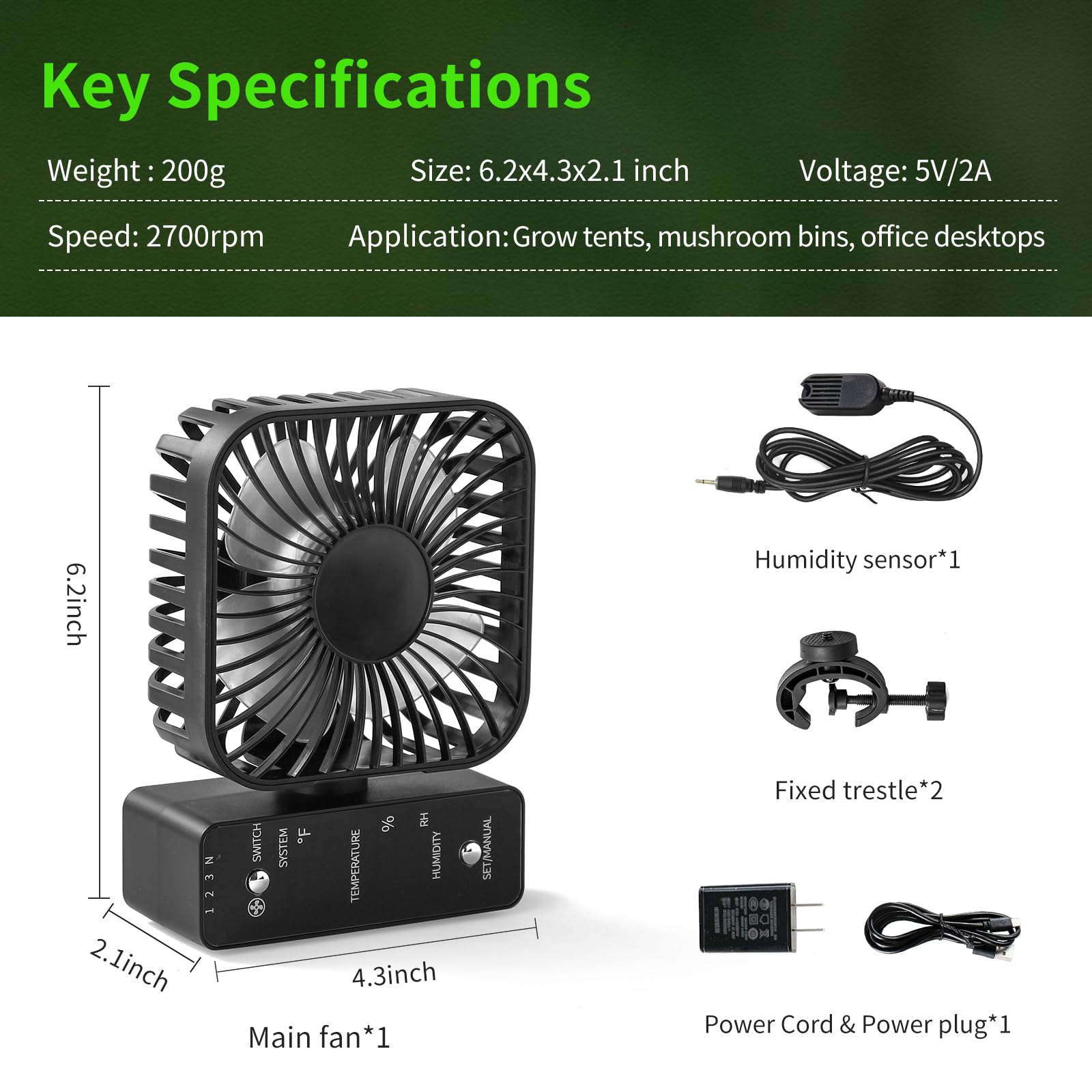 DAOTAILI grow tent fan suitable for reptile tanks and indoor enclosures