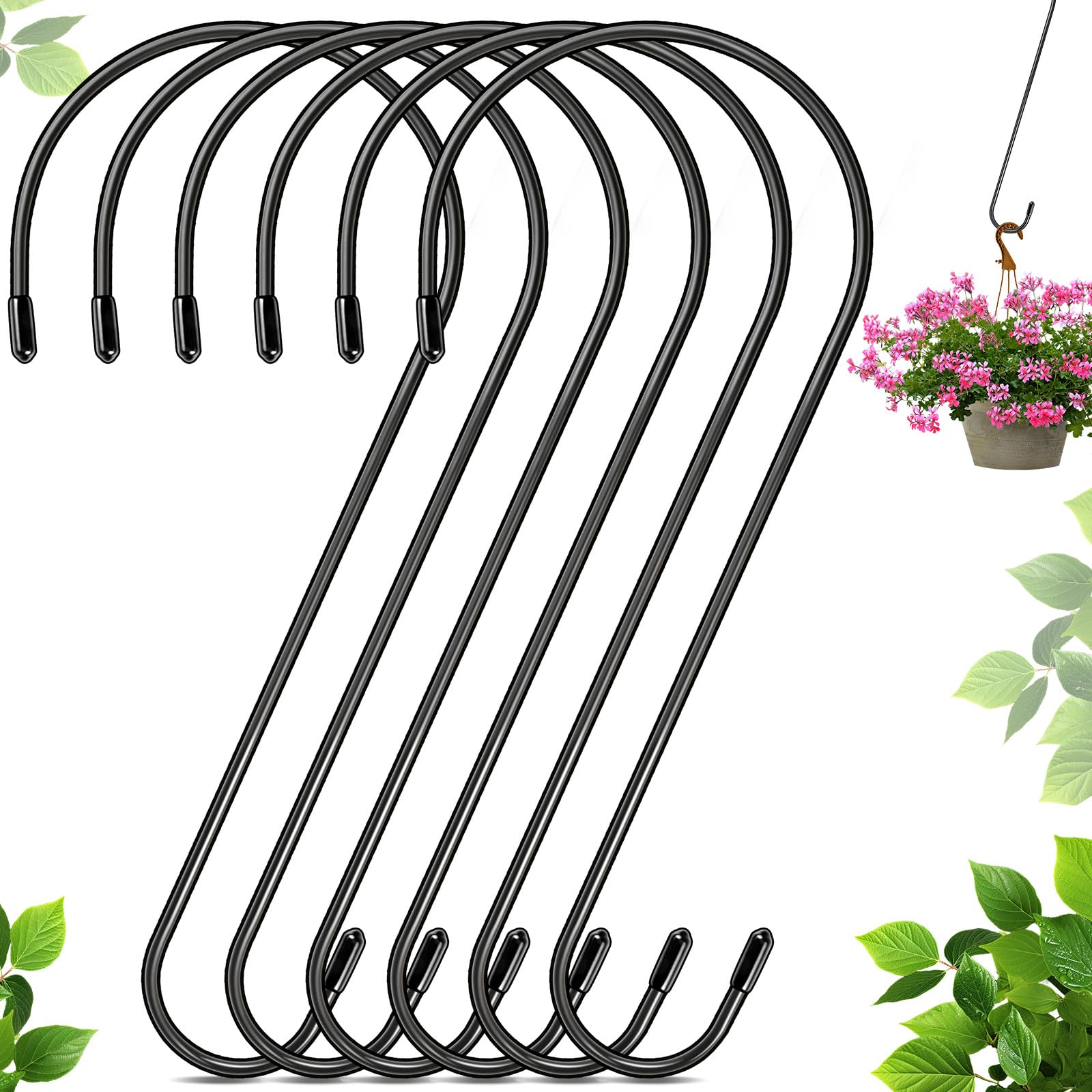 Dapute 12-inch extra-large S-hook on a branch for easy outdoor plant hanging.