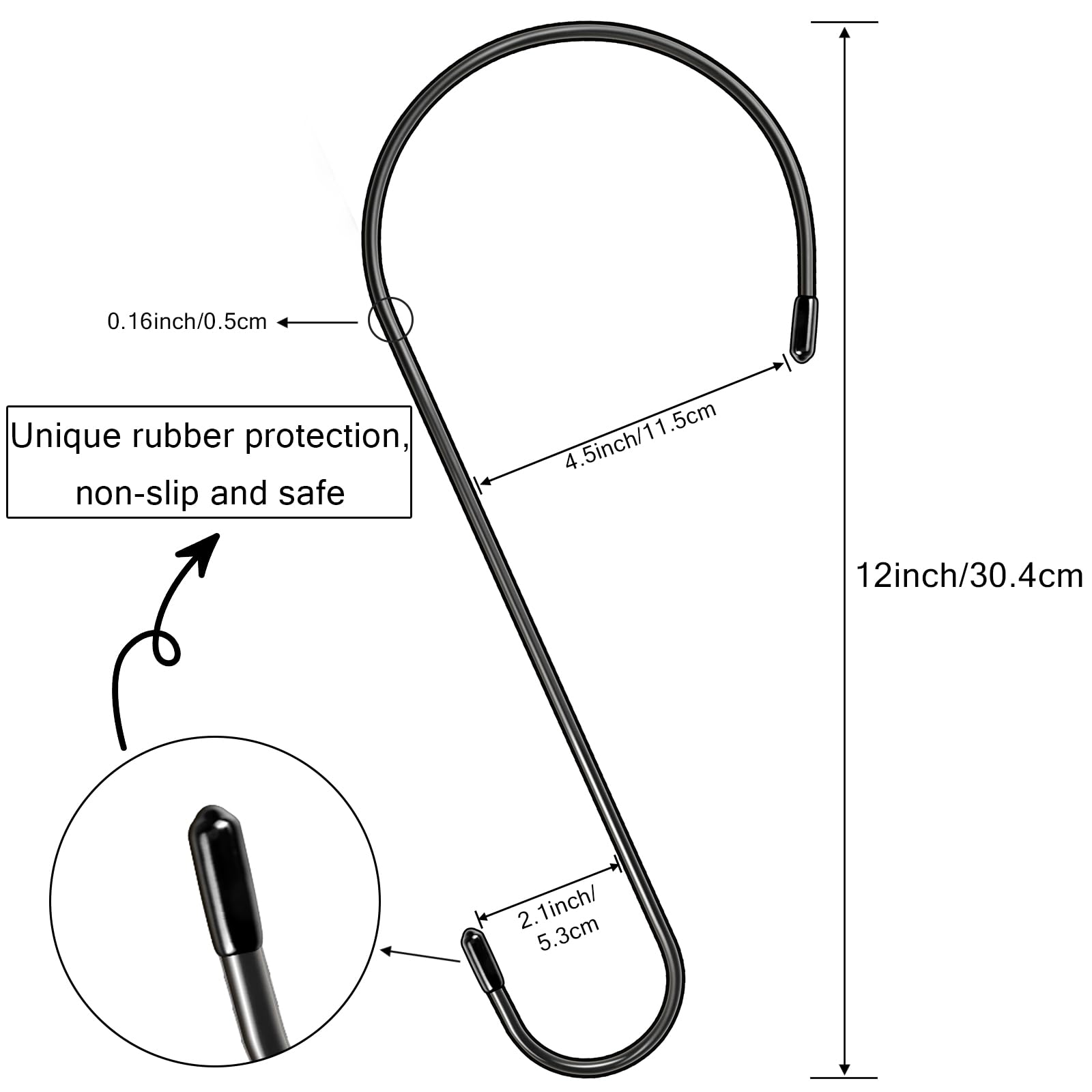 Dapute rubber-cap S-hook protects hands while hanging items.
