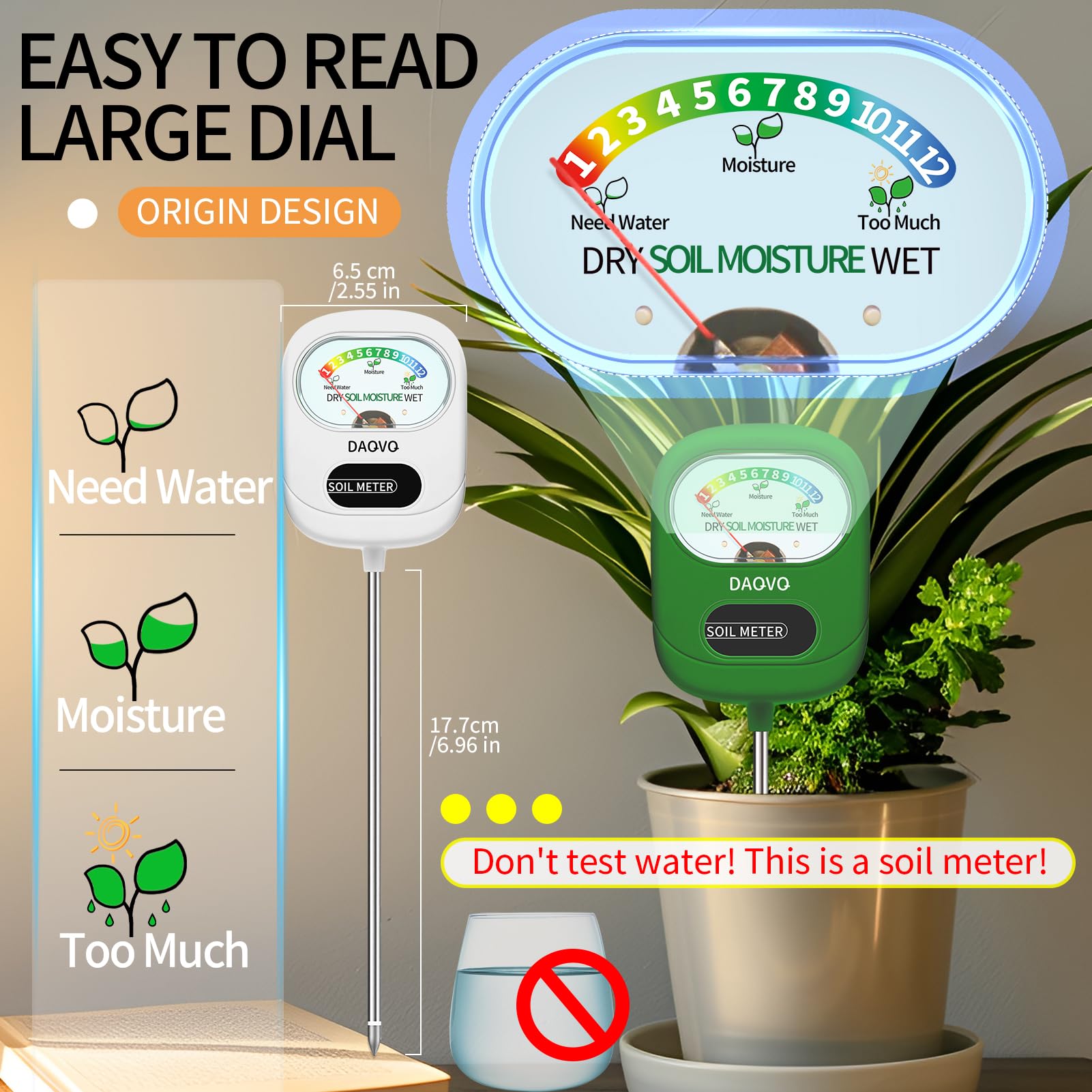 DAQVQ moisture meter with LED-lit display for clear readings in dim light