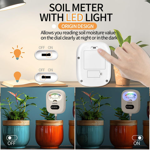 DAQVQ moisture meter with two metal probes for gentle soil testing