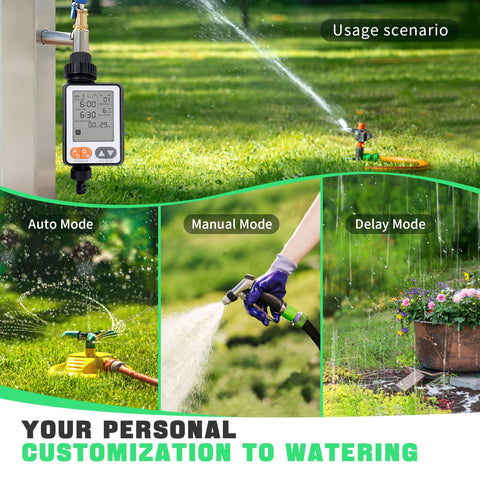 Dardarouxiao Sprinkler Timer supports manual mode for on-demand watering.
