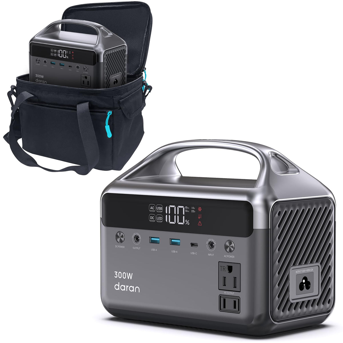 DARAN portable power station front view powering essential devices on the go
