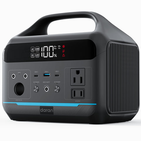 DARAN portable power station front view, compact design for travel