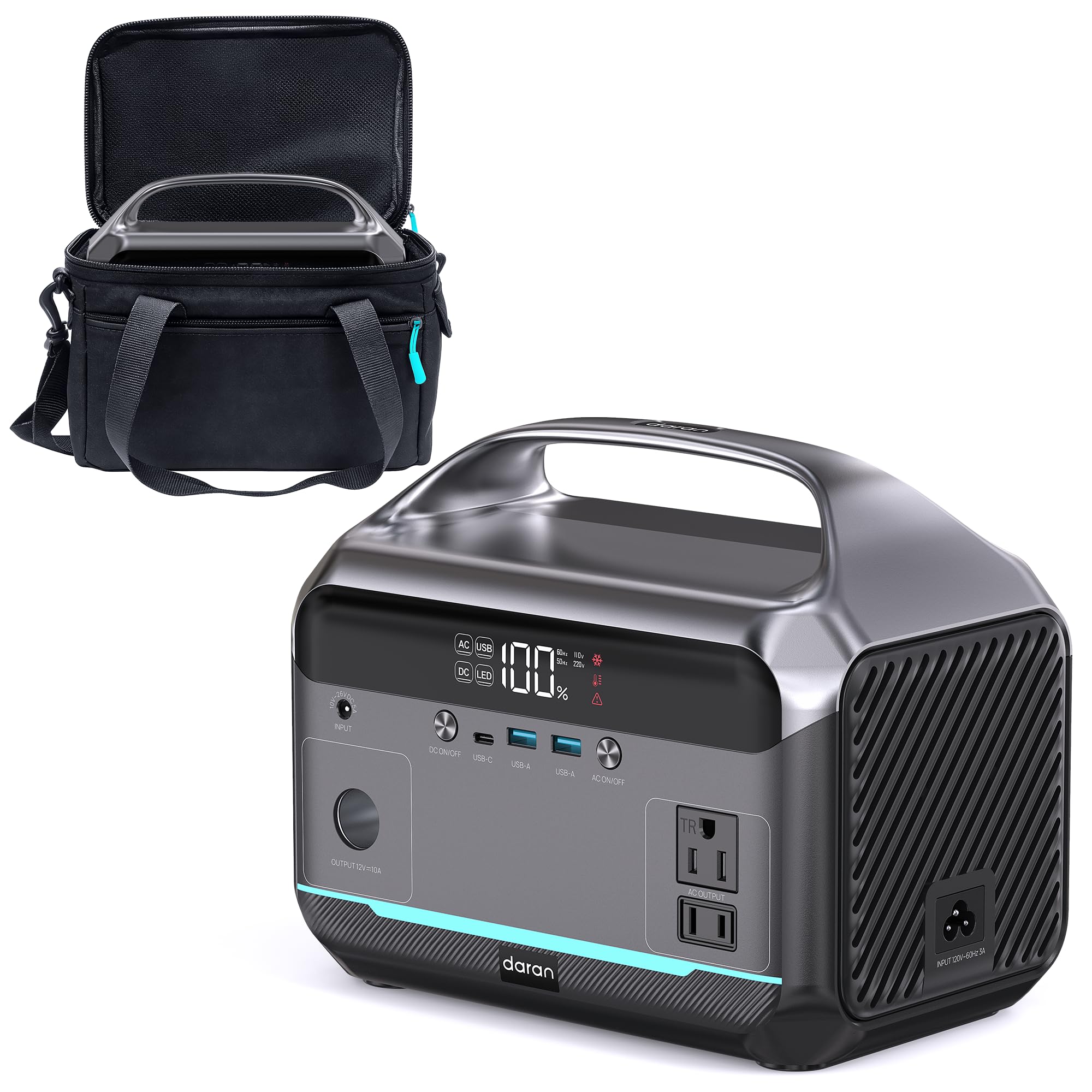 Daran portable power station front view for versatile on-the-go energy