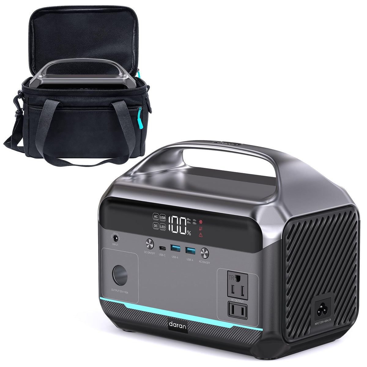 Daran portable power station front view for versatile on-the-go energy