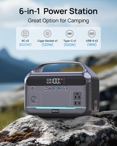 DaranEner 288Wh LiFePO4 battery highlighted for long life and safe operation.