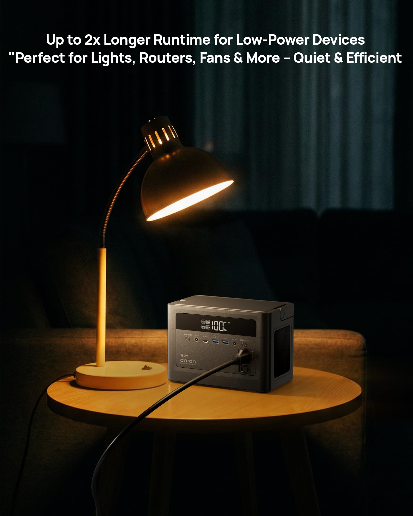 DaranEner Cubus 350L packaging includes power station, AC cable, and manuals.