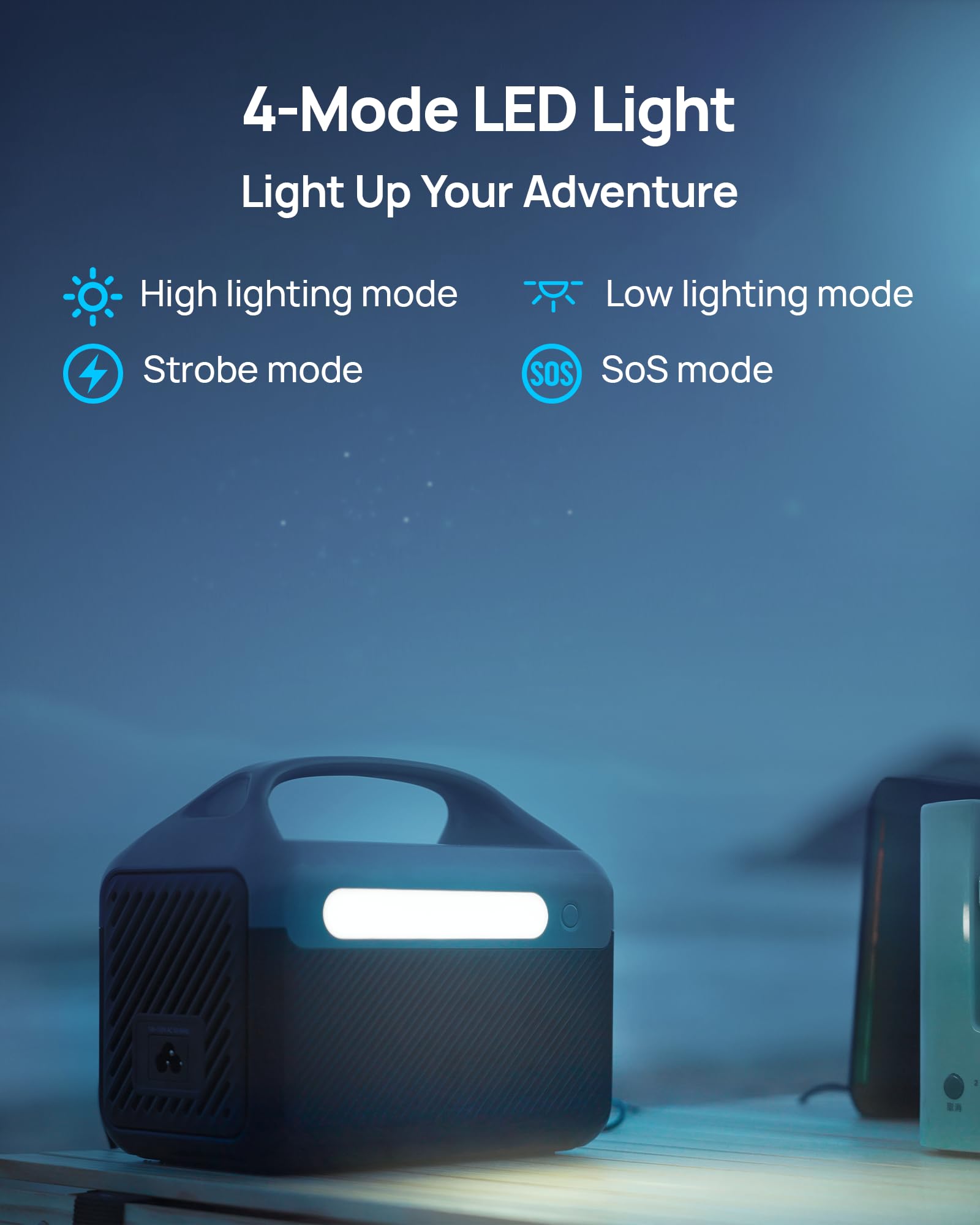 DaranEner built-in LED flashlight with four modes including SOS