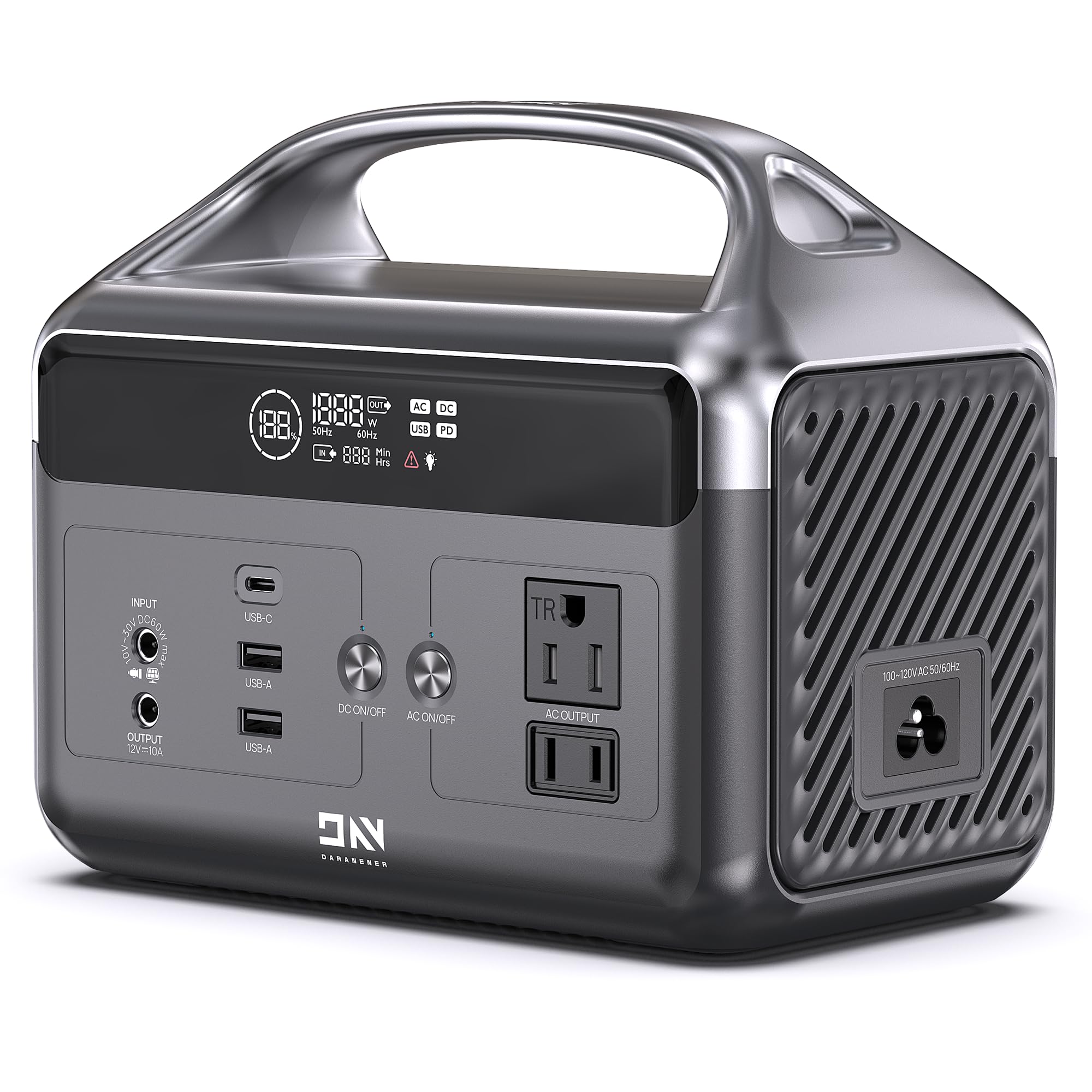 DaranEner portable power station front view powering essential devices up to 300W
