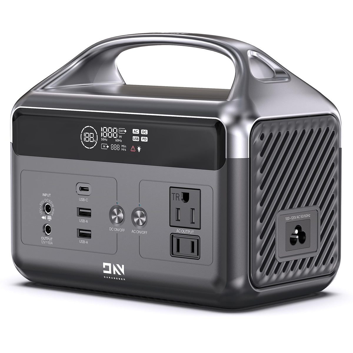 DaranEner portable power station front view powering essential devices up to 300W