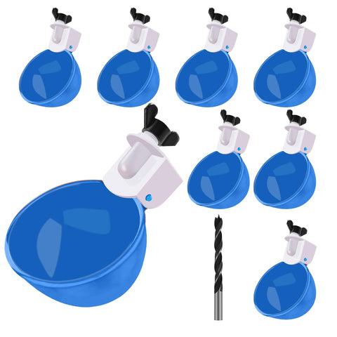 Darcvds chicken waterer cups in blue 8-pack for reliable flock hydration