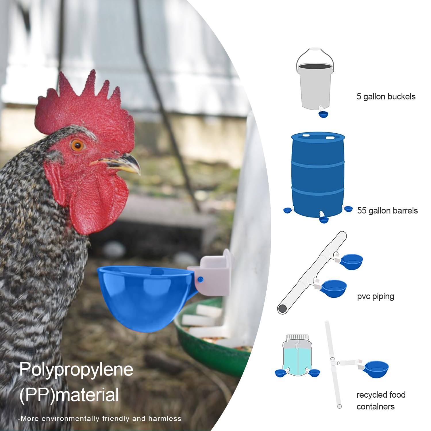 Darcvds waterer cups with leakproof rubber washer prevents spills