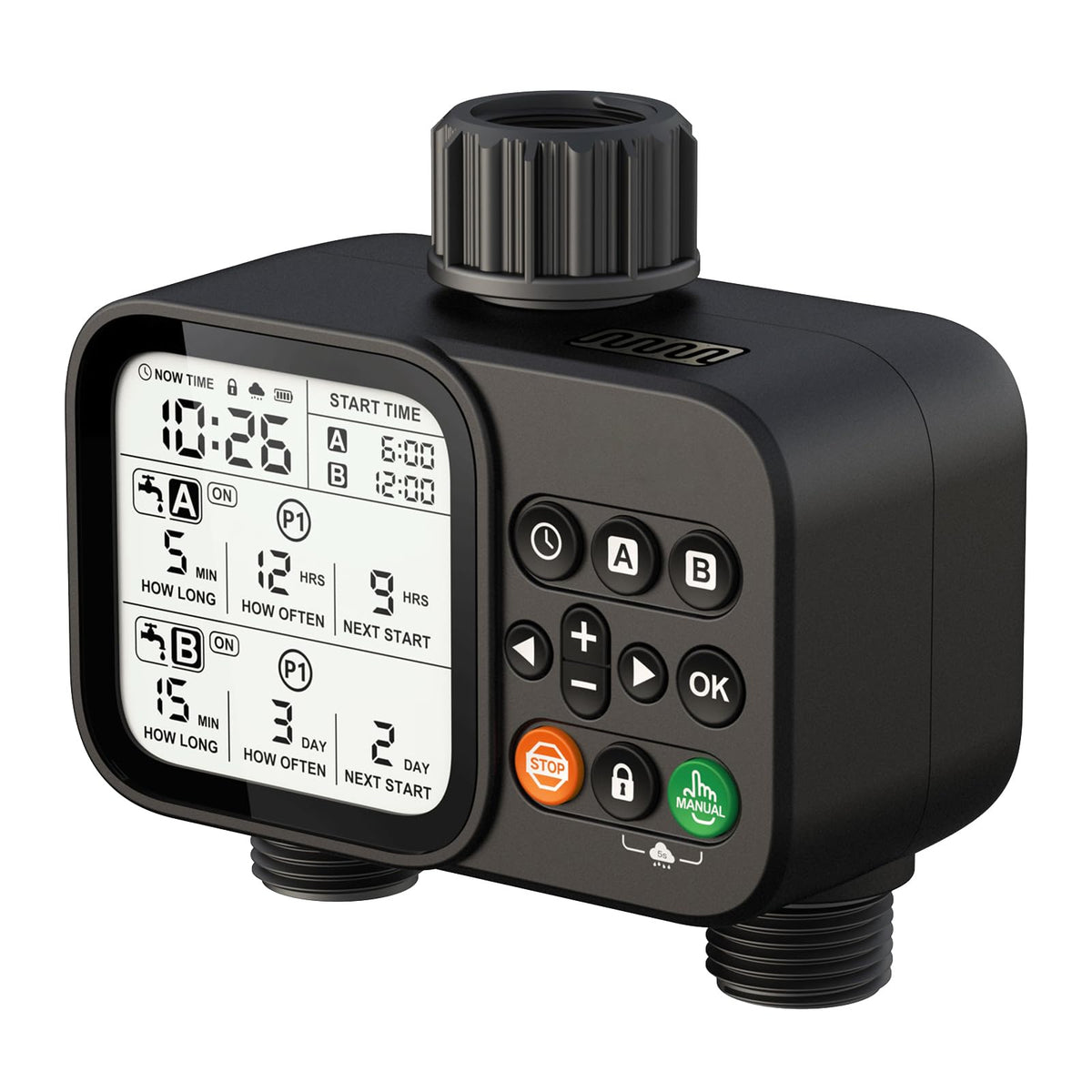 Dar Darouxiao 2 Zone Timer unit for efficient garden irrigation.