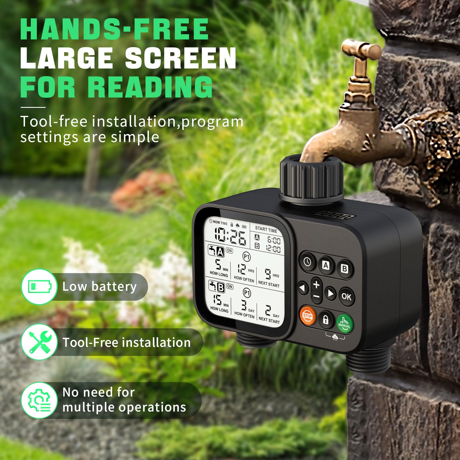 Dar Darouxiao timer protects battery and maintains settings after power loss.