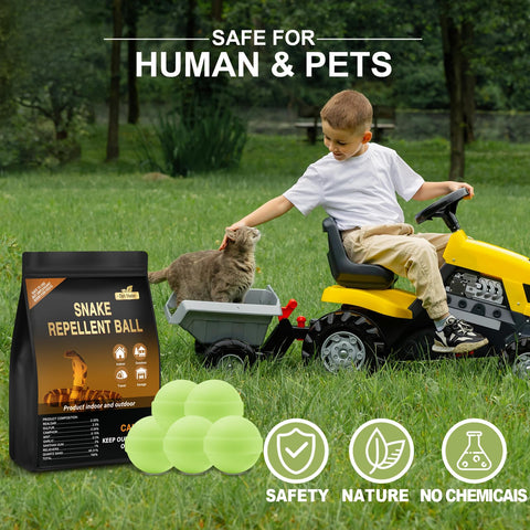 Dark Master 30-pack snake repellents displayed near garden beds.