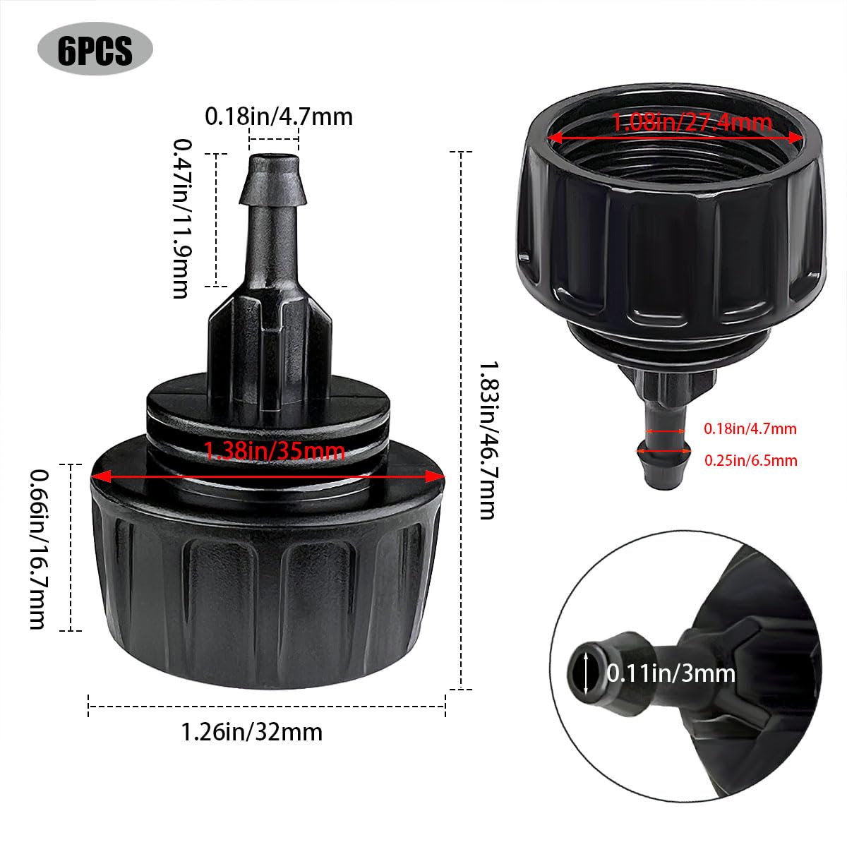 Darlingao barbed design prevents tubing from slipping under pressure