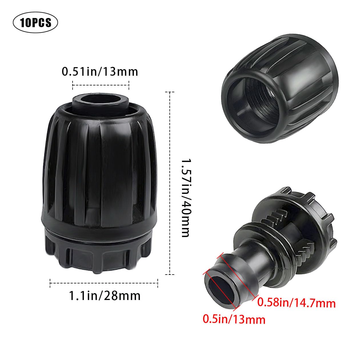 Darlingao end cap on tubing; leak-proof drip irrigation connection.