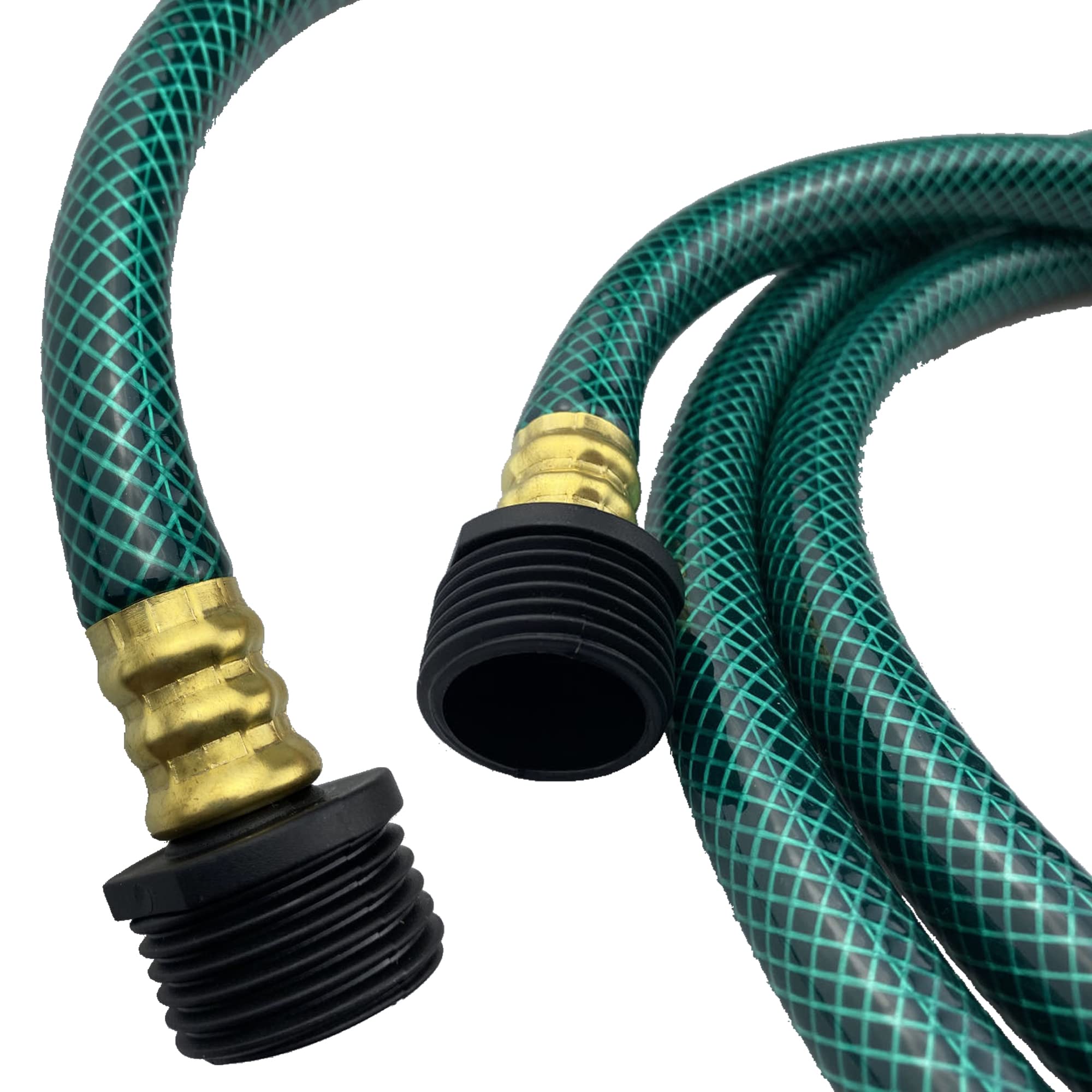 Darnassus hose brass fittings close-up shows sturdy, crush-proof design.