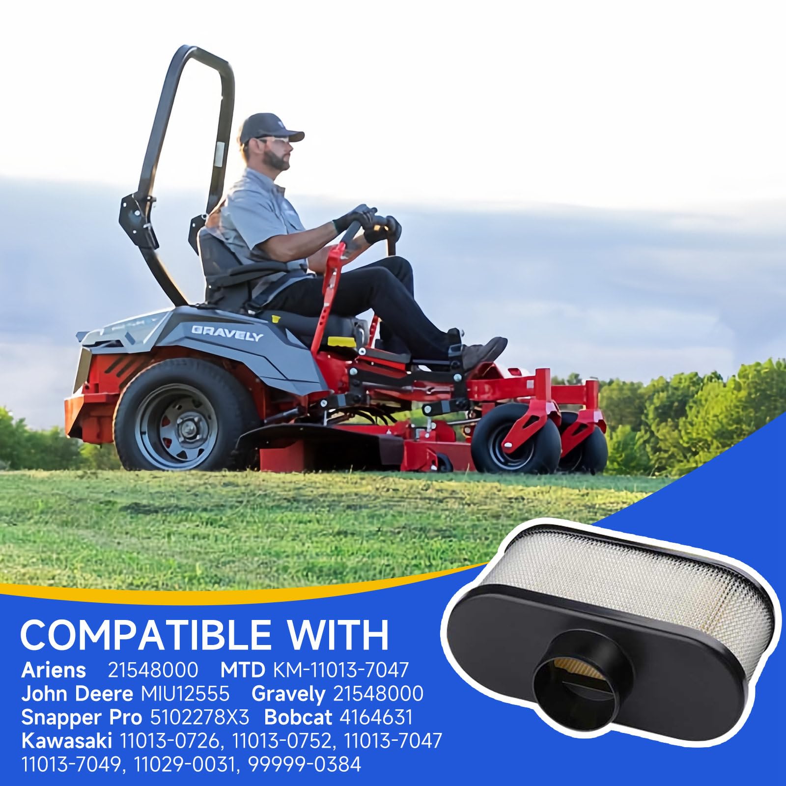DASARYA 11013-0752 air filter compatible with Hustler Gravely Bobcat equipment