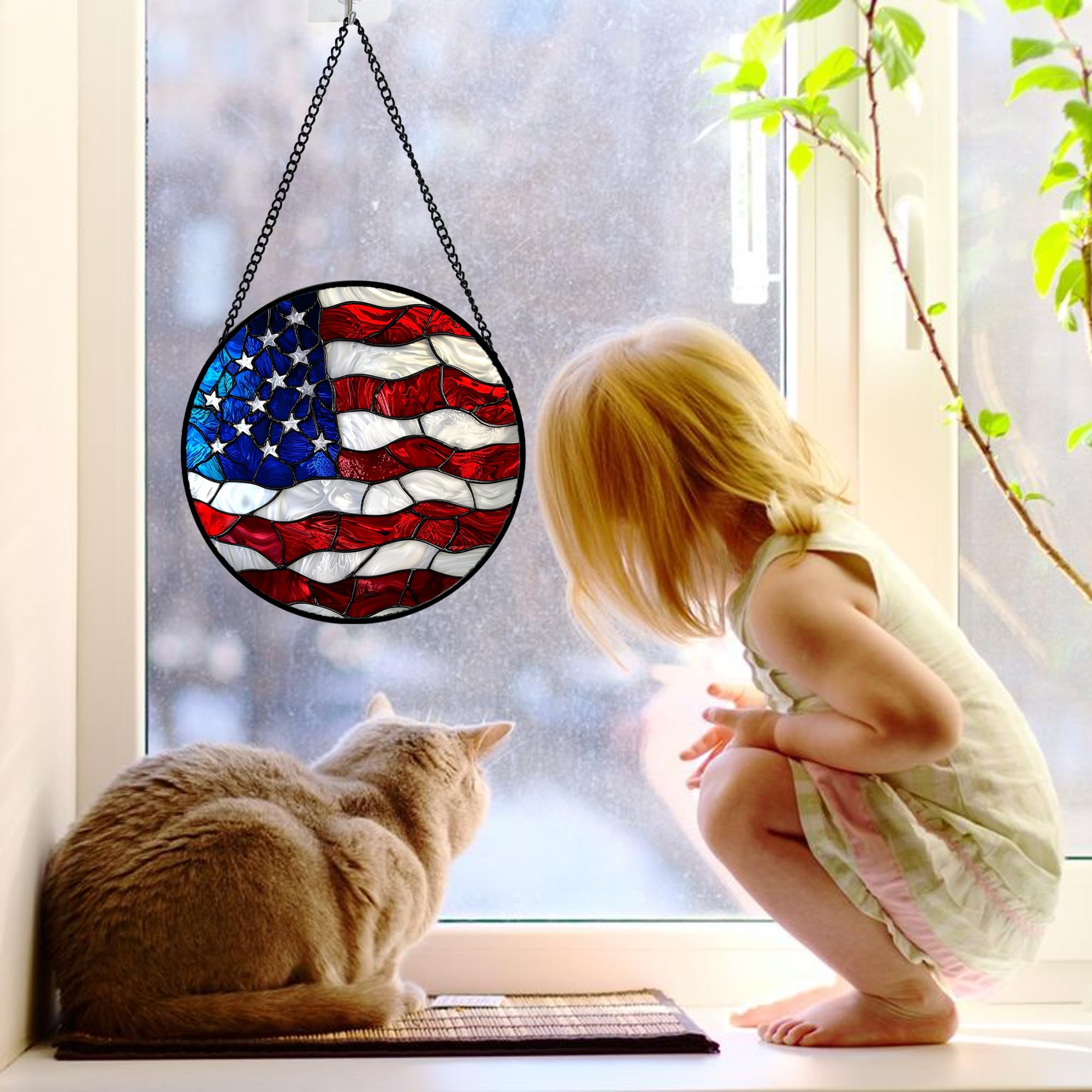 DASTOLL blue-white-red flag window decor brightens entryways and living spaces