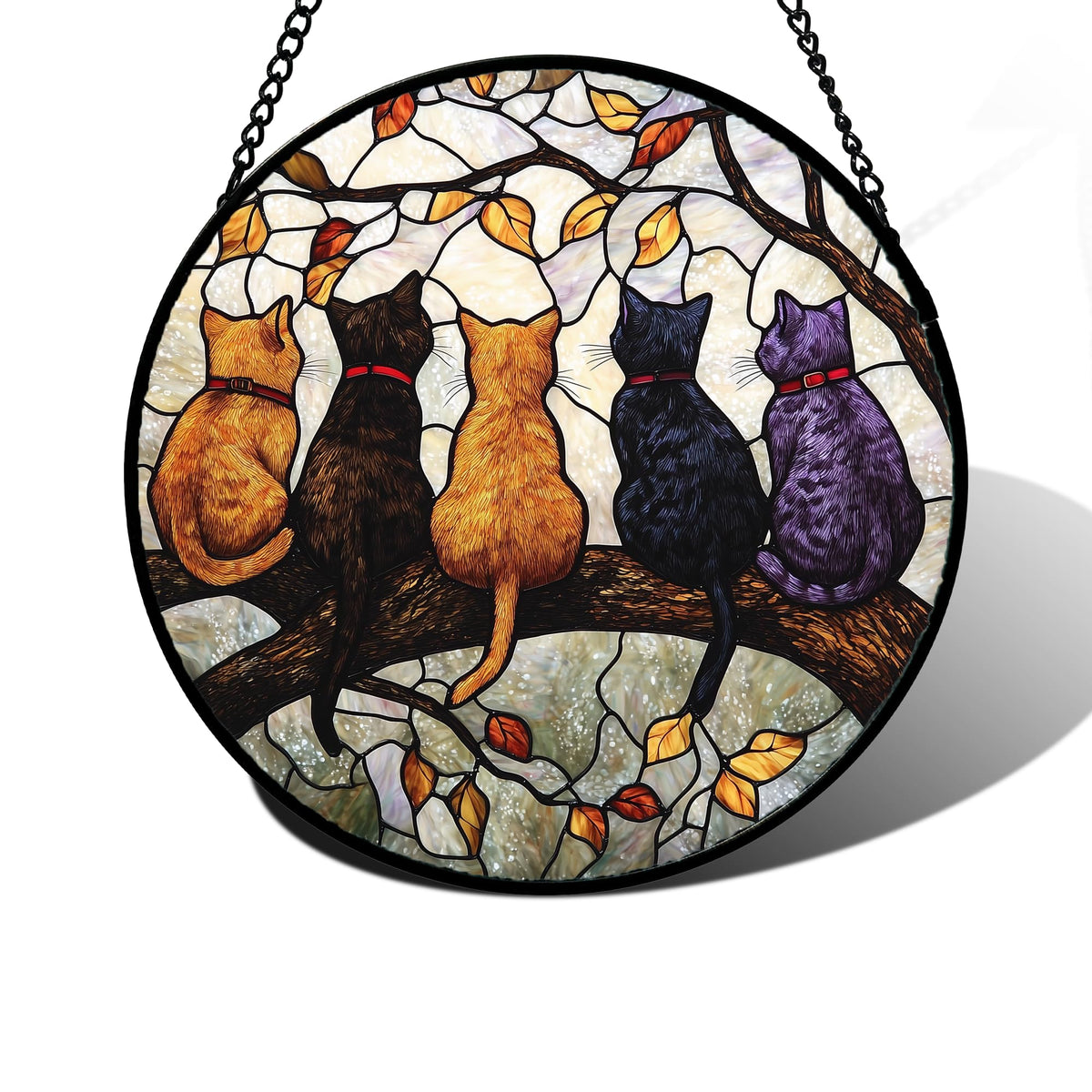 DASTOLL Cats on a Branch suncatcher brightens windows with colorful light.