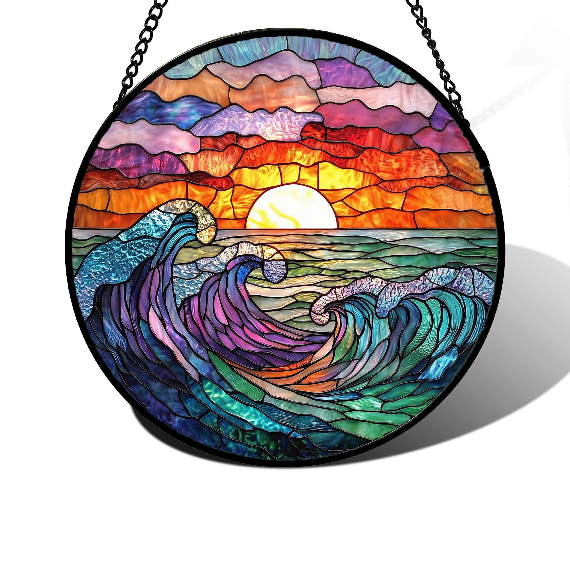 DASTOLL clouds and sea suncatcher showing vibrant color through double-sided glass