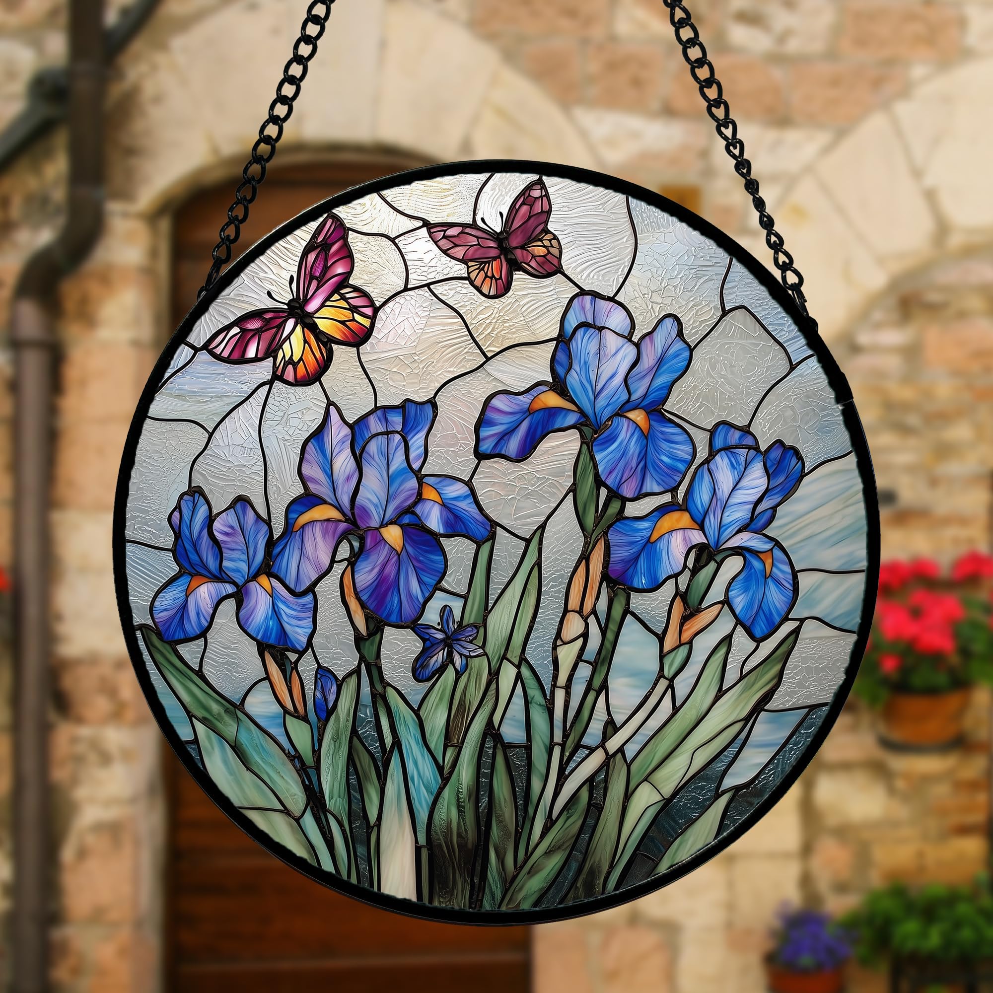 DASTOLL blue iris suncatcher makes ideal gift for birthdays and celebrations