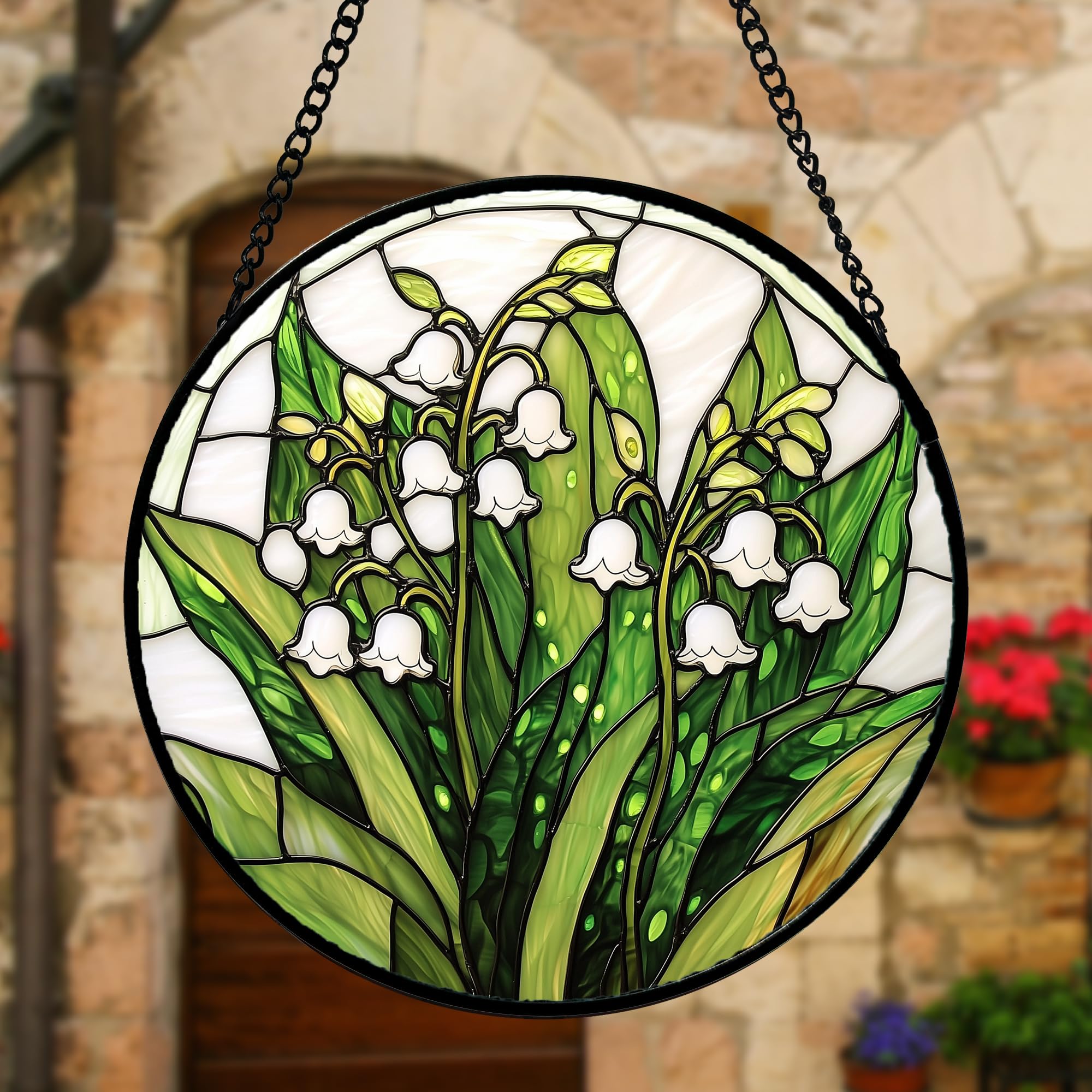DASTOLL colorful glass decor for windows ready to hang with included chain