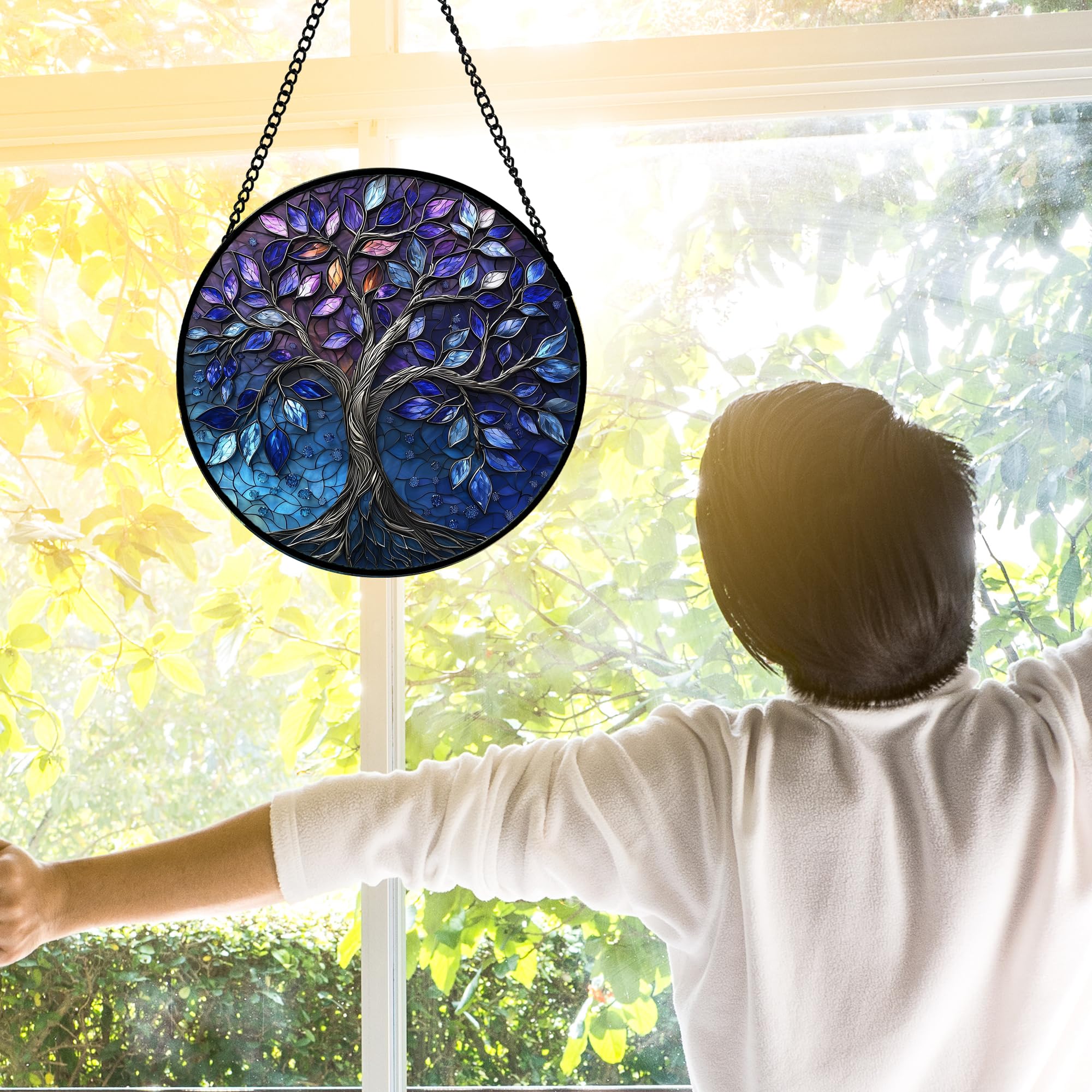 DASTOLL colorful stained glass panel glow enhances doors and porches