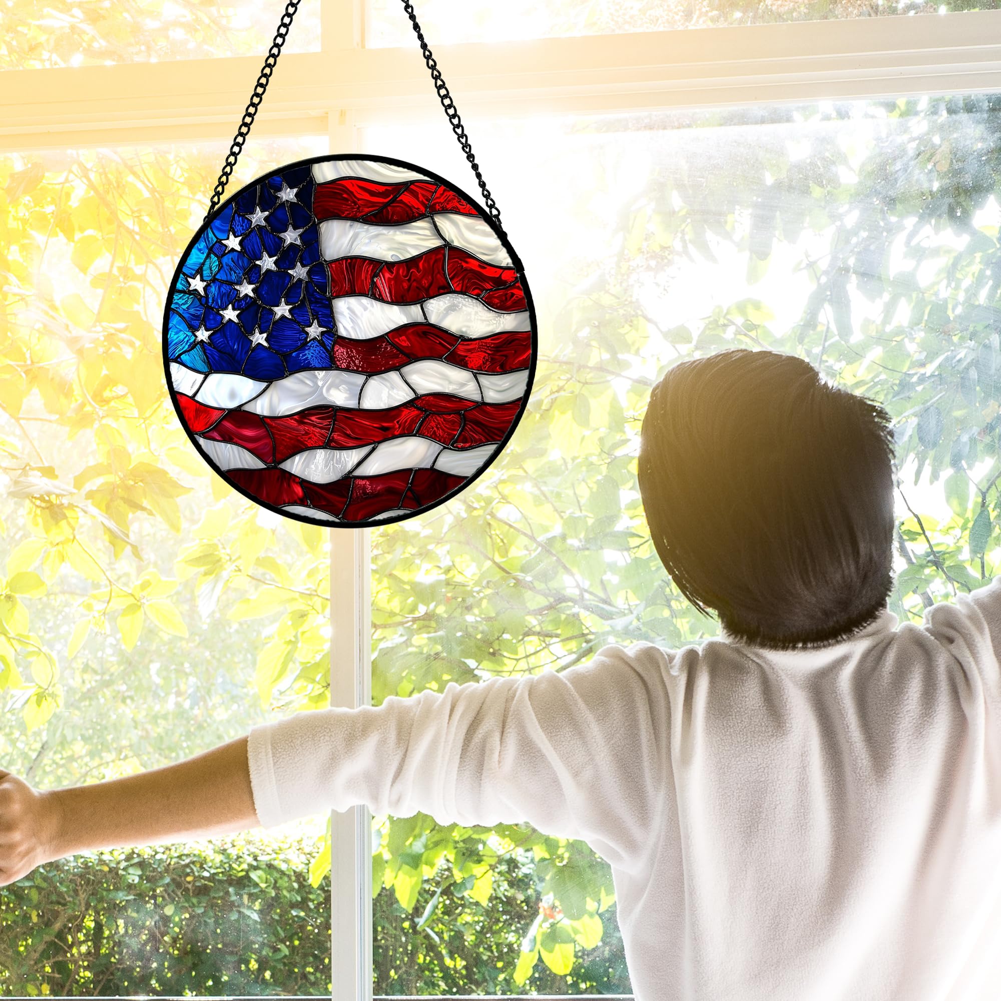 DASTOLL diamond glass sun catcher with bold flag hues brightens any room