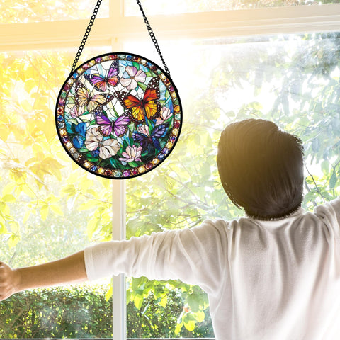 DASTOLL diamond glass sun catcher with UV print catches light beautifully