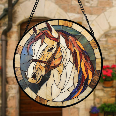 DASTOLL double-sided-stained-glass horse suncatcher offers lively light diffusion