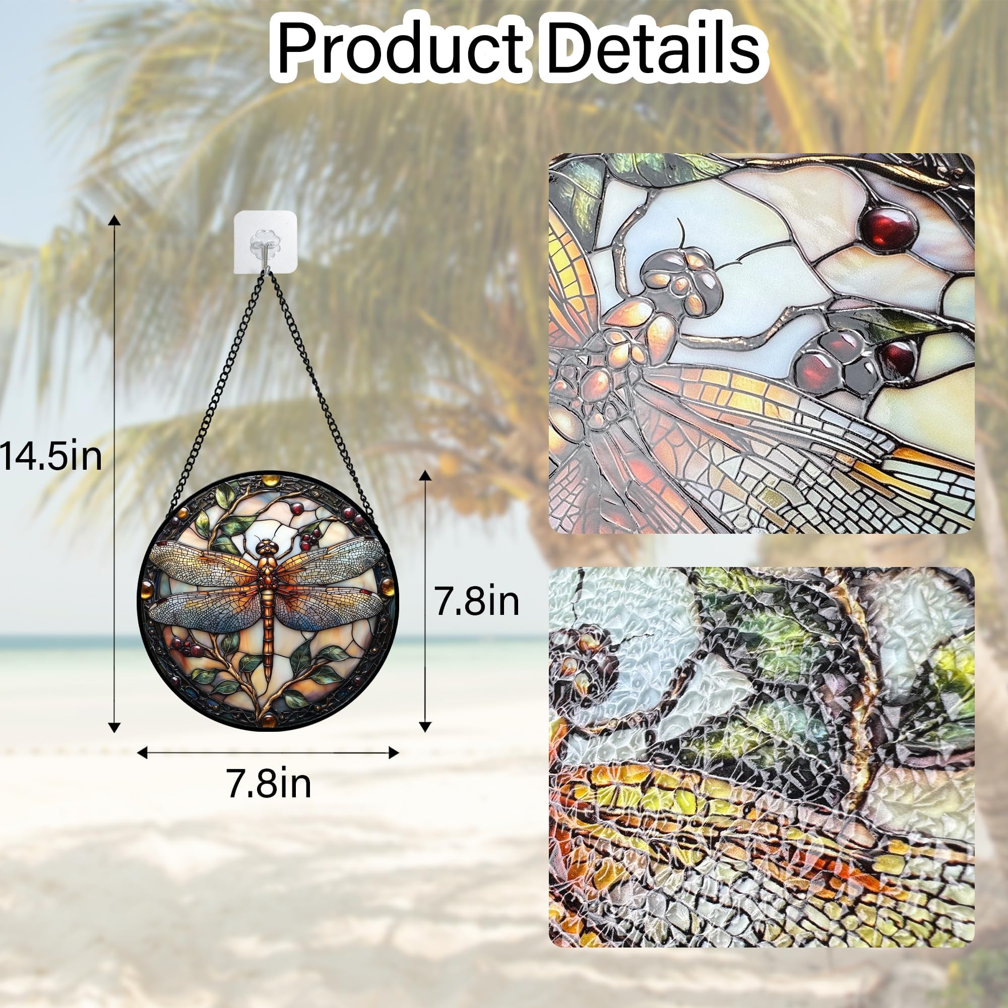 DASTOLL dragonfly diamond-glass art for doors or walls