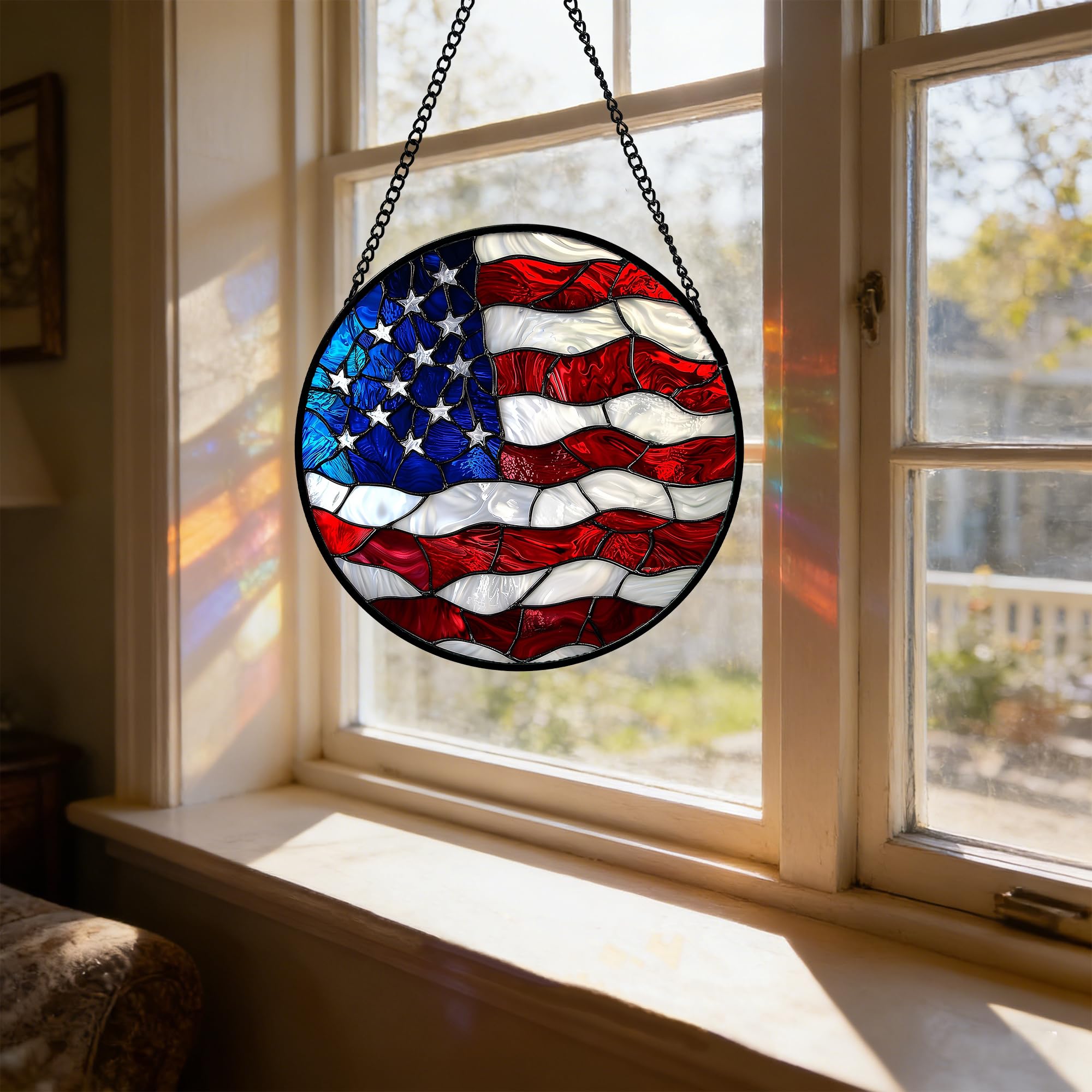 DASTOLL flag-pattern suncatcher is a gift ready decorative accent