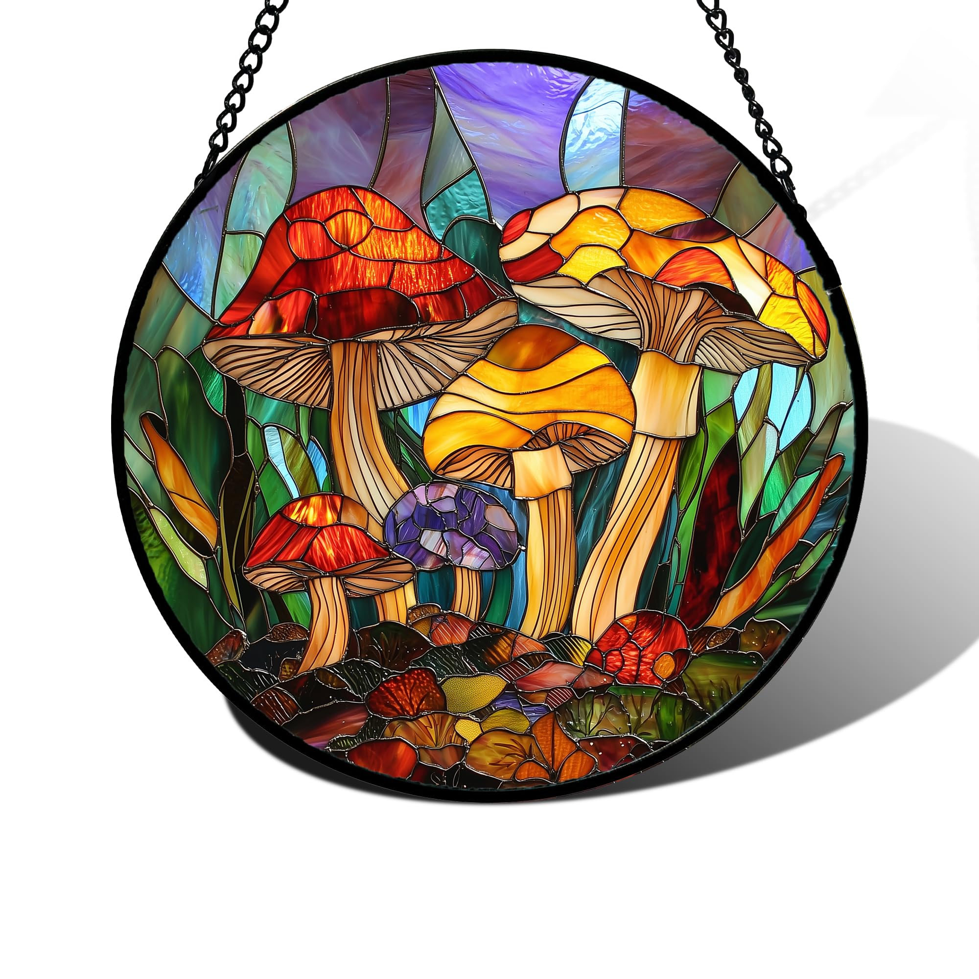 DASTOLL Jungle Mushrooms sun catcher brightens sunlit windows with vibrant color.